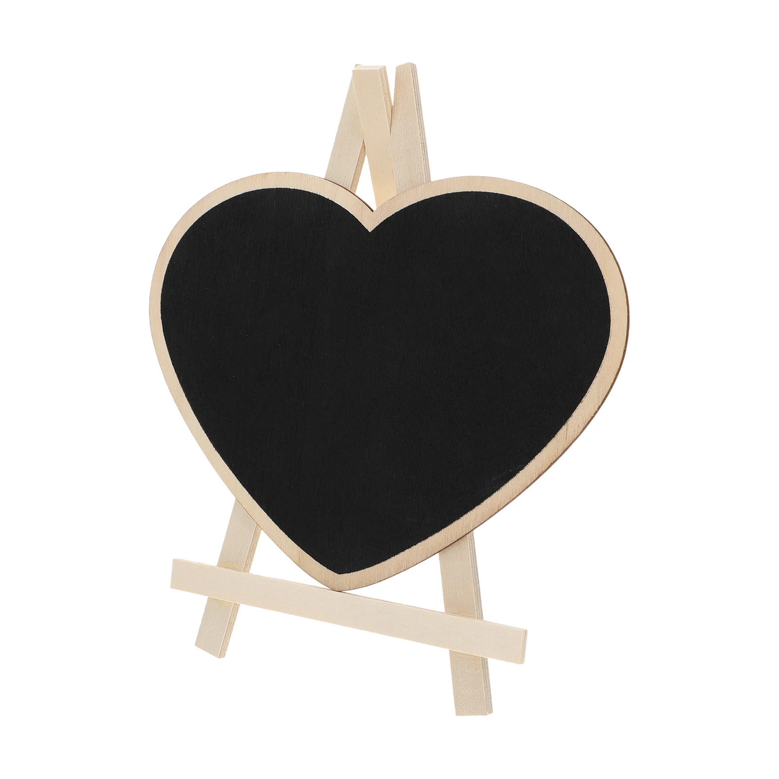 Standing Display Board Heart-Shaped Wood Tabletop Chalkboard Sign For Notice Decorative Desktop Ornament Blackboard With Stand