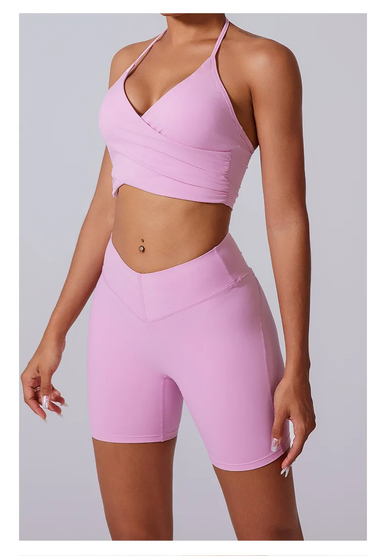 

Women's Hanging Neck Sports Bra Sexy Backless Thin Straps Yoga Underwear Push Up Running Fitness Tops Gym Bralette Tank Top