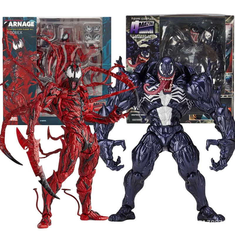 AMAZING YAMAGUCHI Venom Legends Carnage Collectible Action Figure Spider Man Joint Movable Face Statue Model Doll kids for Toy