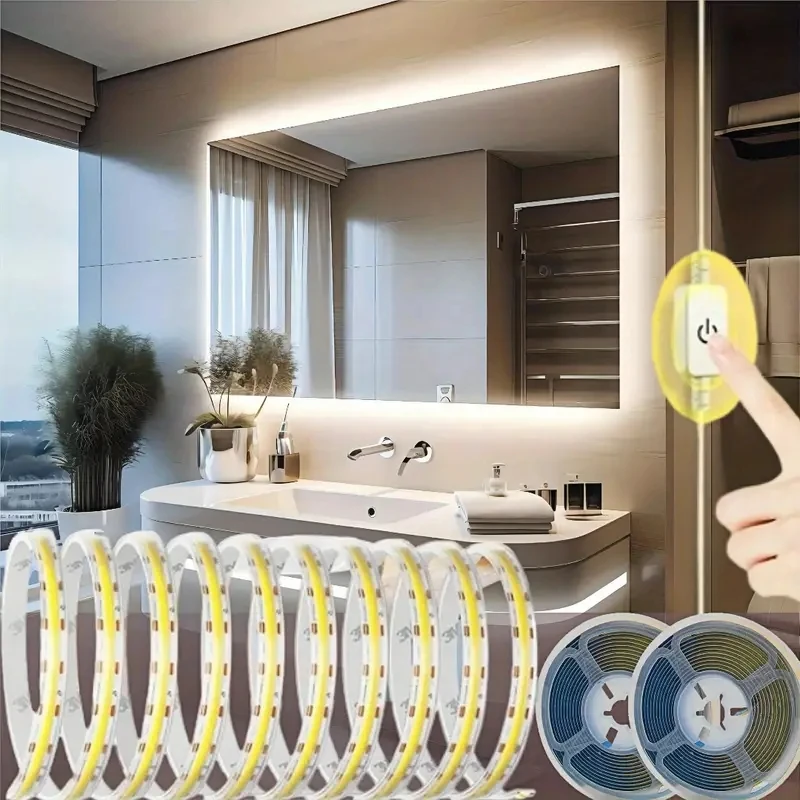 

COB LED Strip Light USB 5V 320LEDs/m Dimmable Flexible Tape Gesture/Touch Sensor TV Cabinet Mirror DIY Room Decor Night Lighting