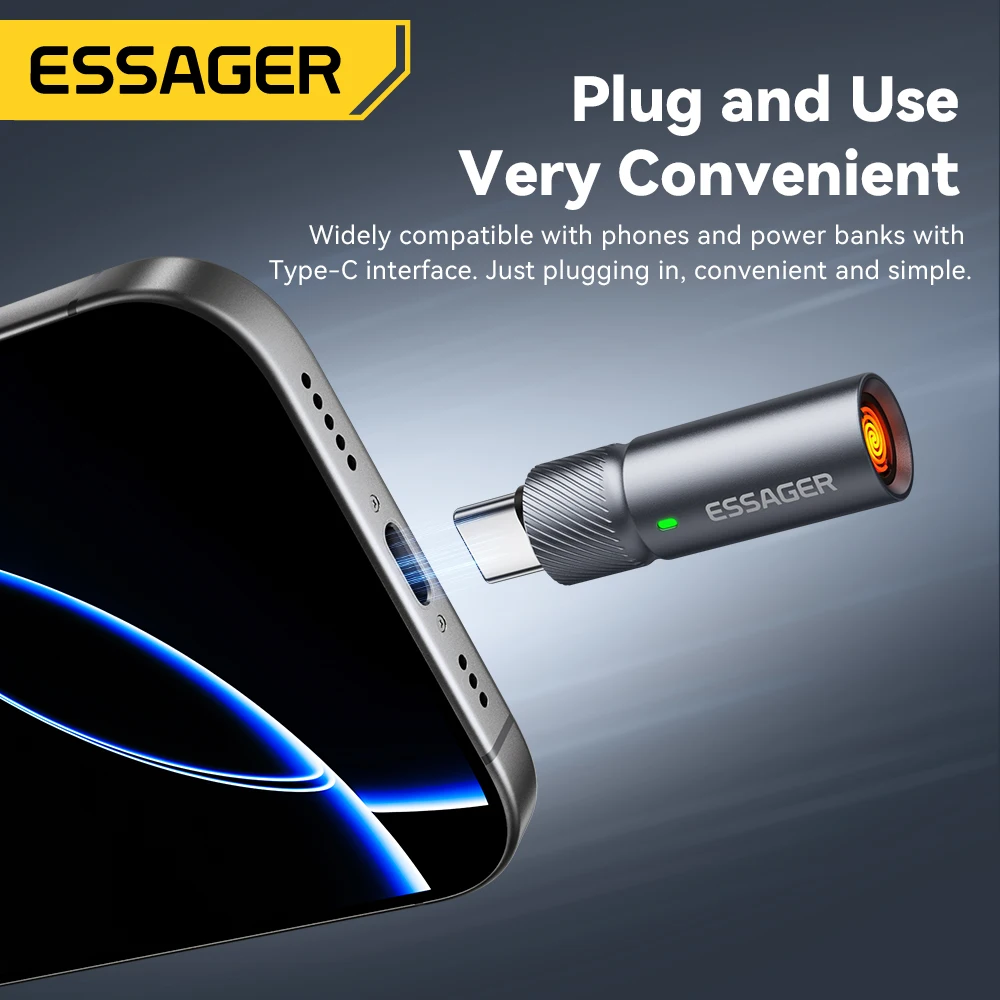 Essager TypeC ولاعة السجائر الصغيرة سلك التنغستن تهب السلامة وتوفير الطاقة دون شحن يمكن حملها على الطائرة
