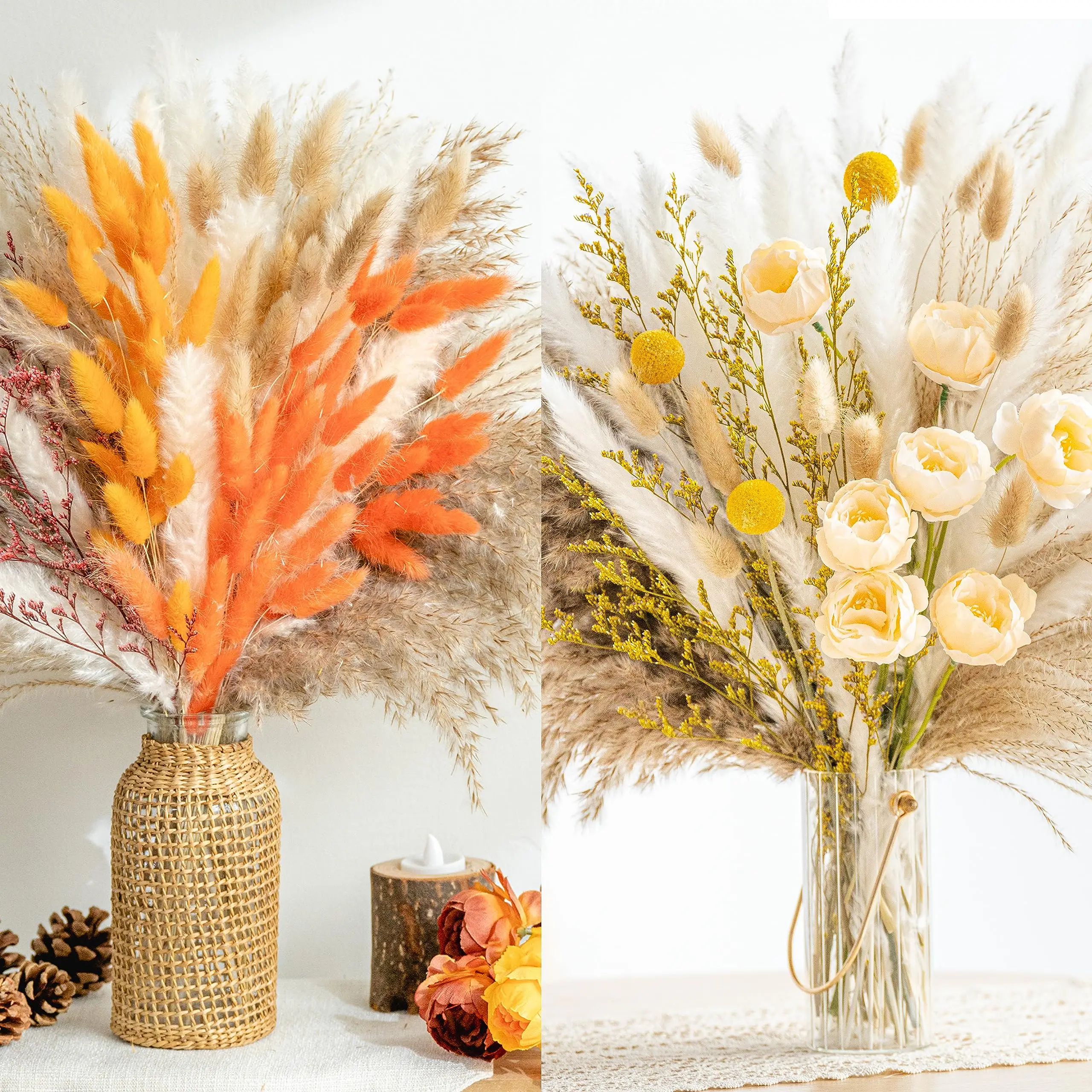 

Natural Pampas Grass Bouquet Decor, Long-Lasting Dried Flowers, Boho Home, Wedding Decor, Fall Farmhouse Decorations