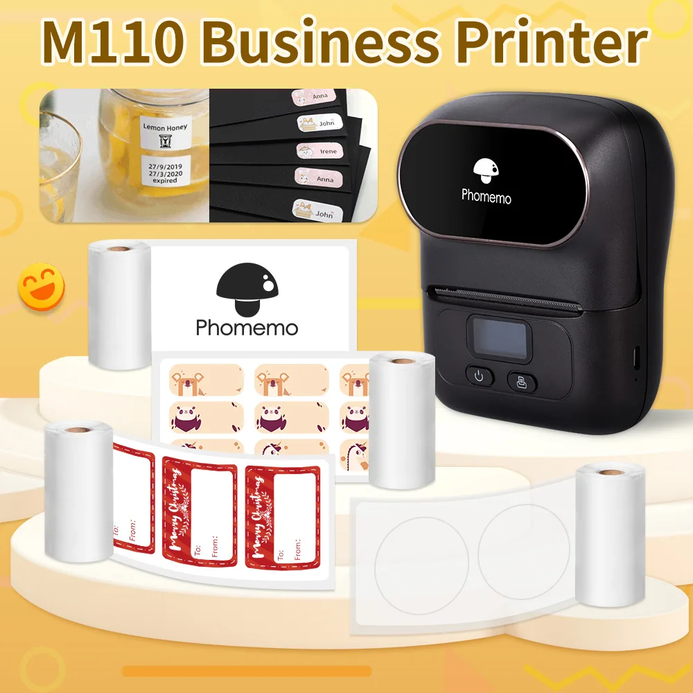 Phomemo M110 Thermal Label Printer Impresoras Portatil Wireless Portable Inkless BT Label Printer Use Self Adhesive Labels Paper