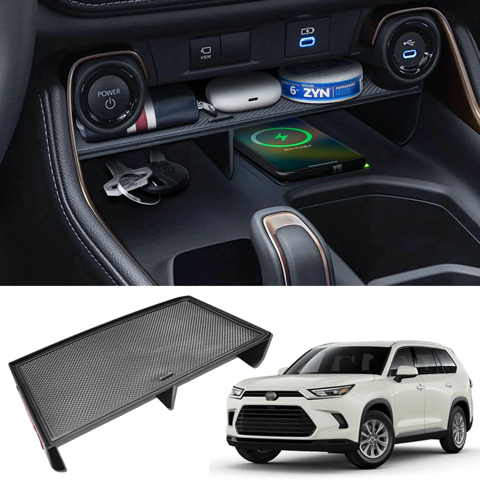 

Center Console Organizer for 2023 2024 2025 Toyota Grand Highlander Middle Console Organizer Tray Phone Key Car Insert Dividers