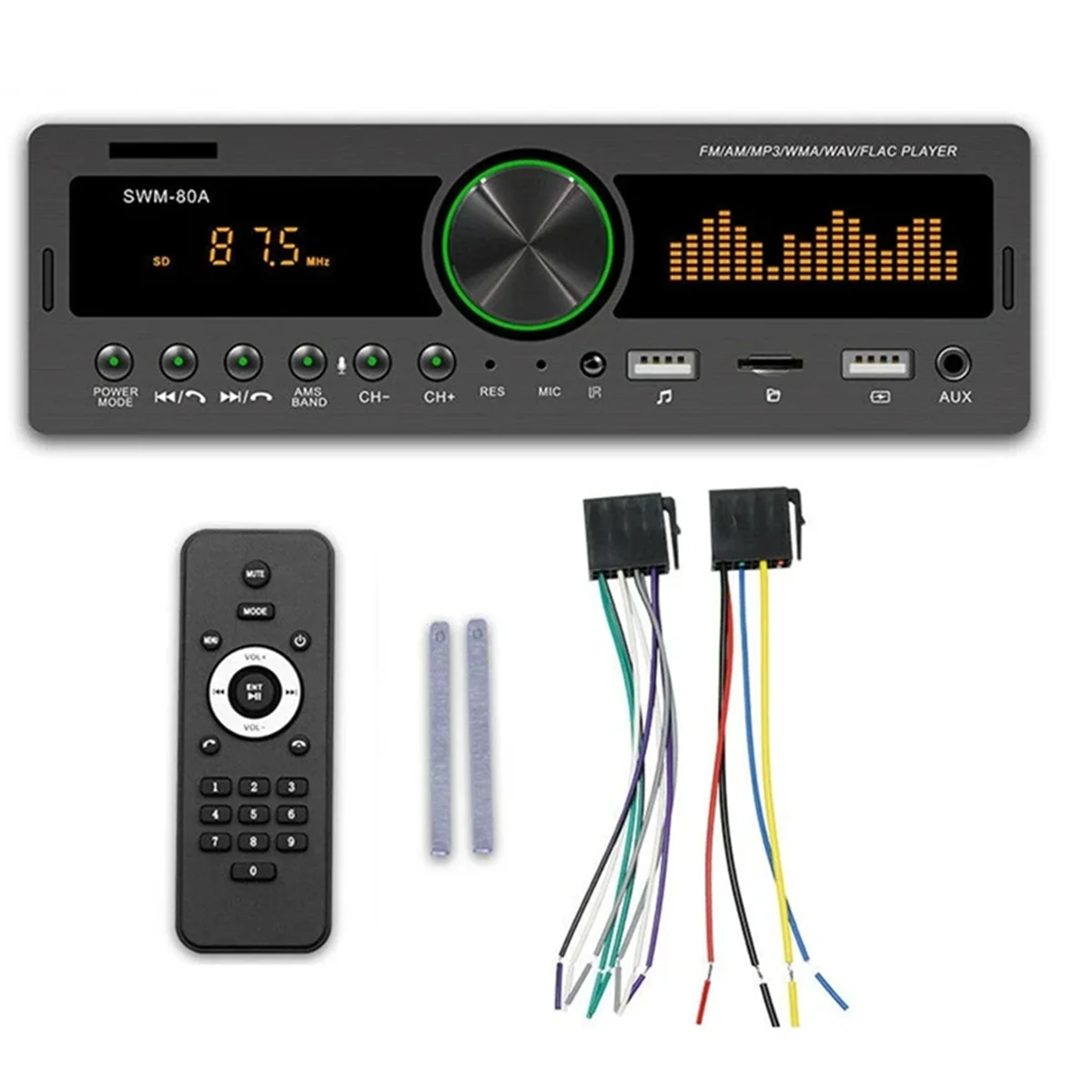

2025+-80A Car Radio Stereo Audio Bluetooth AM FM MP3 Player SD USB Classic Stereo Audio Player APP Remote Control