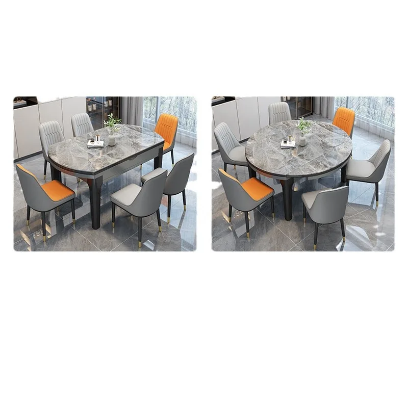 

Folding dining table, modern simplicity, variable dining table and chair combination, retractable round