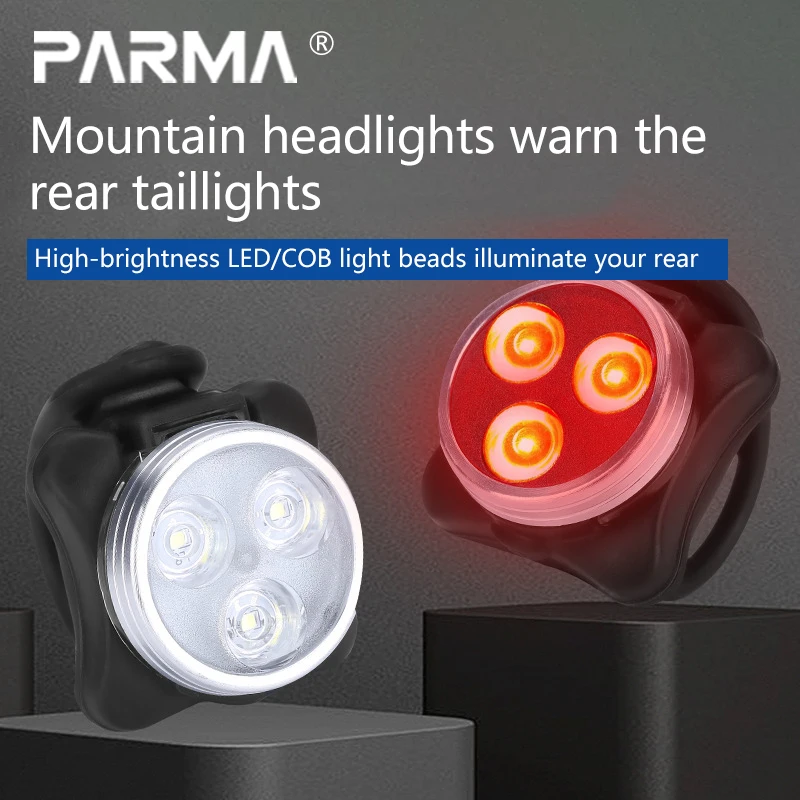 COB bike light mountain bike USB charging headlight + warning taillight set Taillight riding accessories