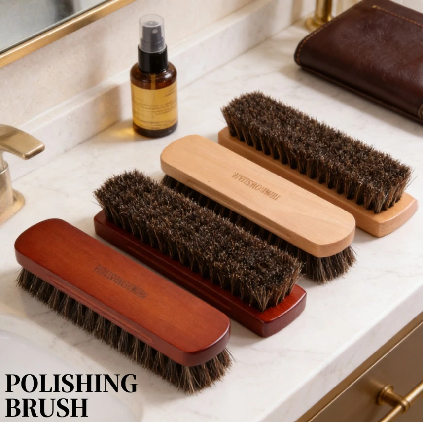 Large Horse Hair Brush for Shoe Polish Waxing Multi Purpose Cleaning Polishing Brush