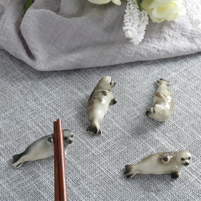 1PC Lovely Baby Seal Shaped Ceramic Chopstick Holder For Kitchen Dining Table Chopsticks Accessories