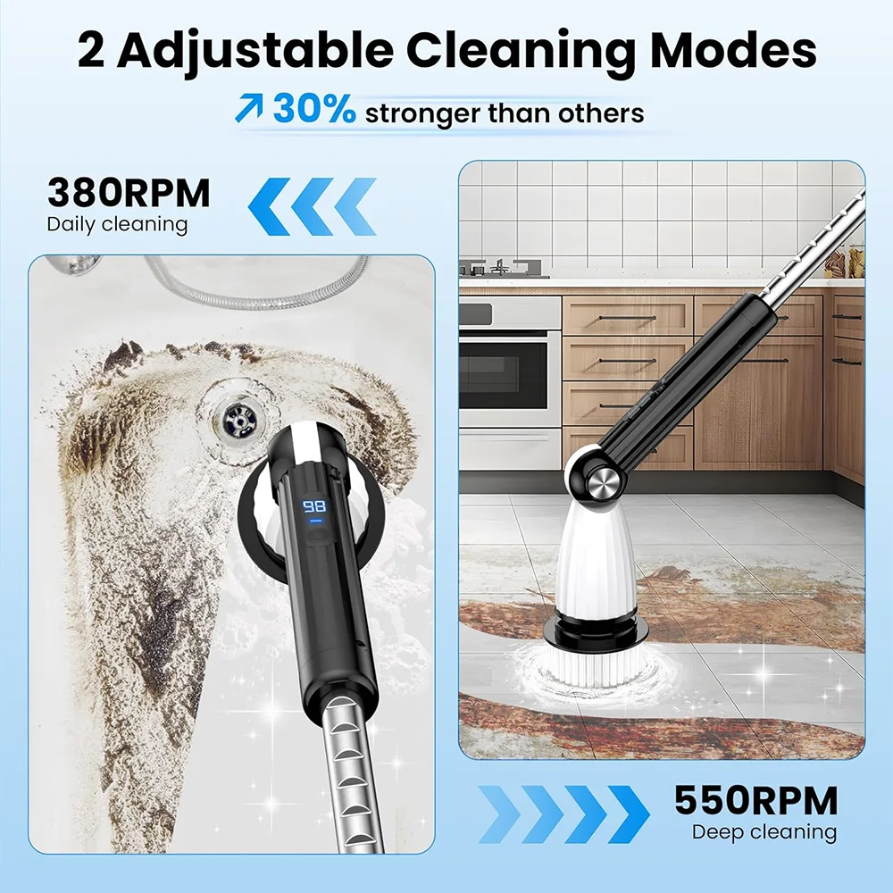 Electric Cleaning Brush Spin Scrubber Window Scrubbing Kitchen Bathroom Wall Floor Household Adjustable Handheld Cleaner