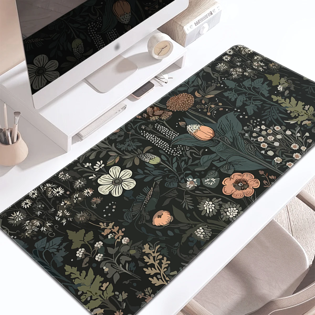 1pc Boho Flowers Gaming Mouse Pad Multi-size Washable Non-Slip Stitched Edge Computer Keyboard Desk Mat For Office Home BestGift