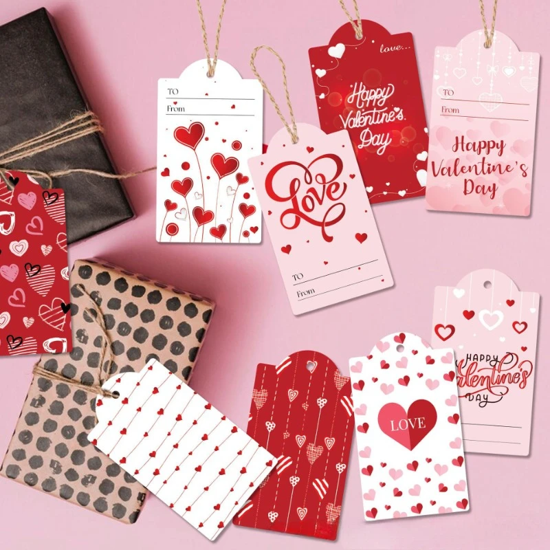 

60pcs Valentine's Day Greeting Card Handwritten Message Blessing Hang Card Wall Decoration for Boyfriend Girlfriend Gift Card