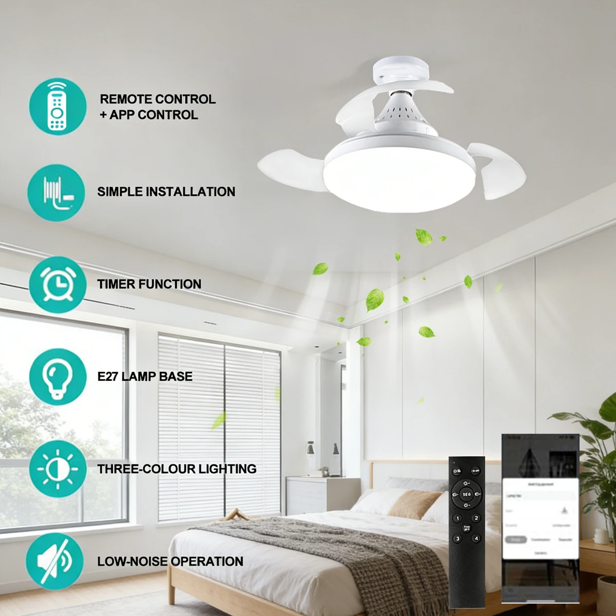 

Светодиодный потолочный вентилятор с подсветкой, современный, бесшумный, с регулировкой яркости, для гостиной, спальни, кабинета, общежития, квартиры, летнего дома, освещение для дома.