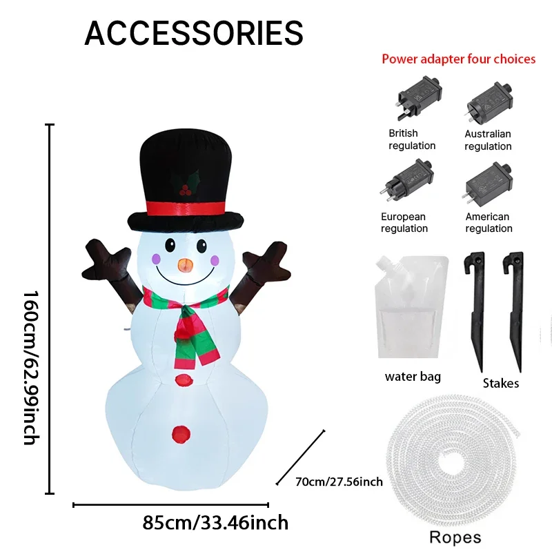 Chapéu de brinquedo inflável de 5,25 pés, boneco de neve, decorações de natal para quintal com luzes led, fornecimento de natal, ornamento para casa, presente festivo de feriado