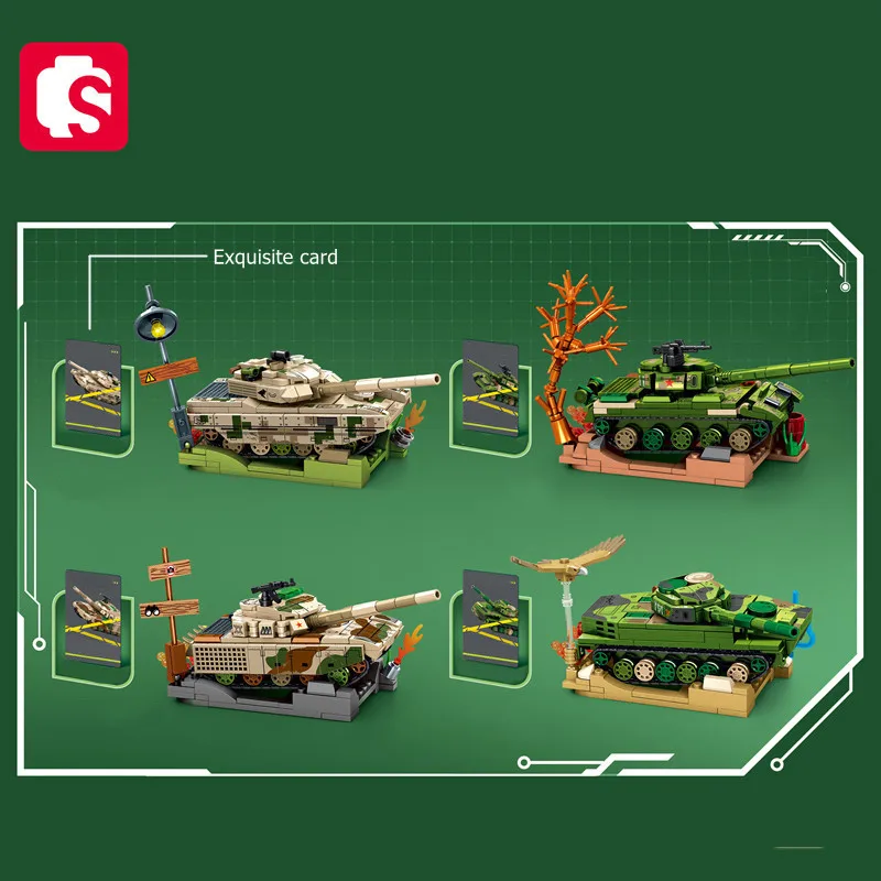 SEMBO Military Series Main Battled Tank Assemblage Building Blocks MOC Vehicle Models Car Construction Sets for Boys Toys Gifts