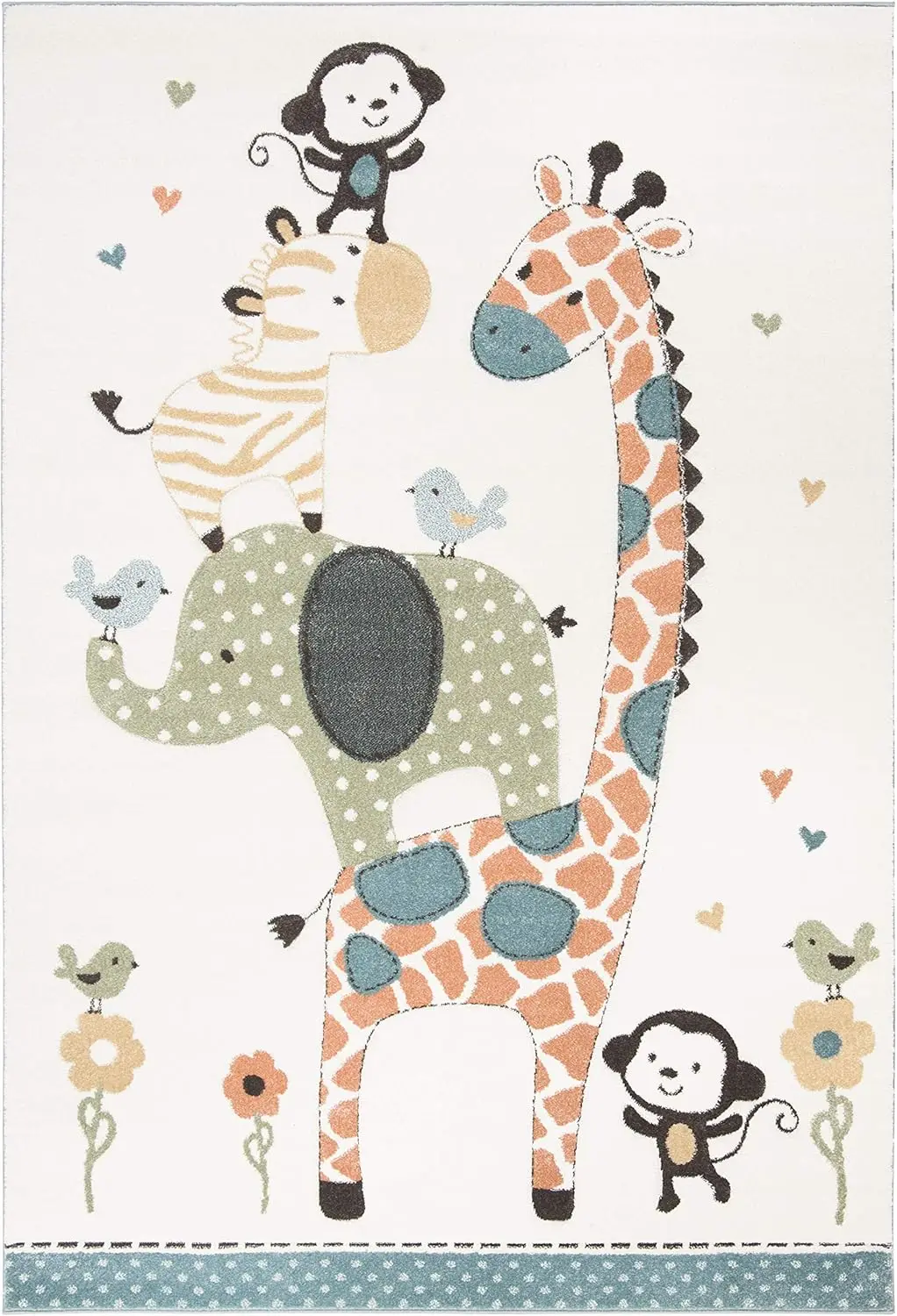 

Decorative rug - 4' x 6', ivory, animal print, non-shedding and easy to care for (CRK120A)