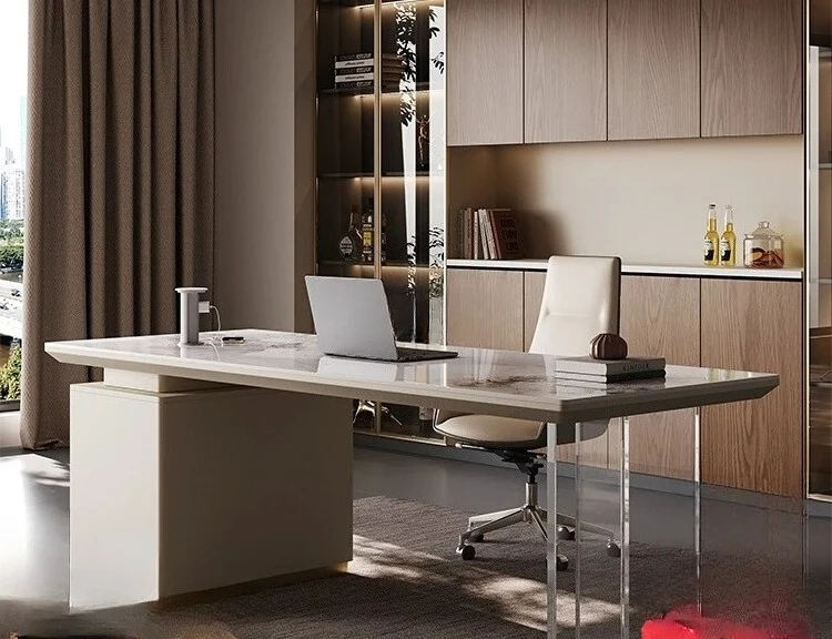 Living room office Modern simple acrylic suspended light luxury rock slab desk