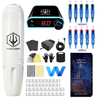 Tattoo Kit POSEIDON Hot New Tattoo Pen Kit For Permanent Makeup Tattoo Machine Kit White Tattoo Power Supply Tattoo Gun Kit