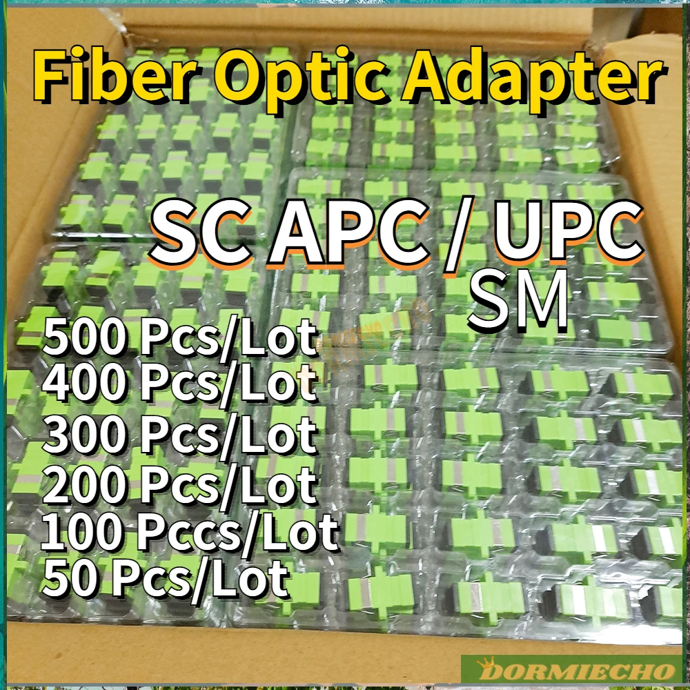 

High Quality SC APC SM Fiber Optic Adapter For SC Connector Simplex Fiber Flange 50-400pcs Optical Fiber Coupler Free Shipping