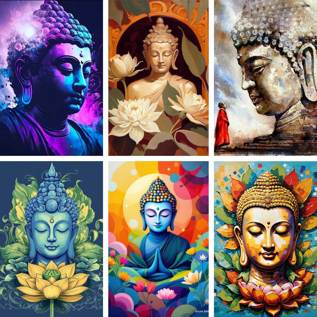 Bricolage diamant peinture nouveauté Gautama bouddha Art mosaïque Zen méditation photo strass broderie pleine conscience Art minimal
