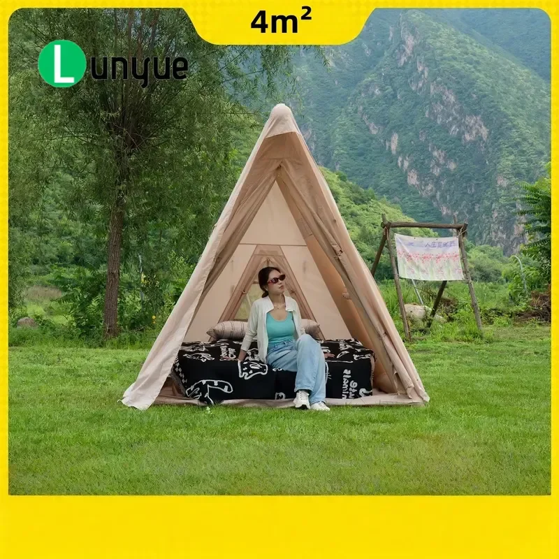 Outdoor Triangle Tent 3-4 Person Waterproof Oxford Fabric Fast Inflatable Portable Camping Stargazing Scenic Four Seasons