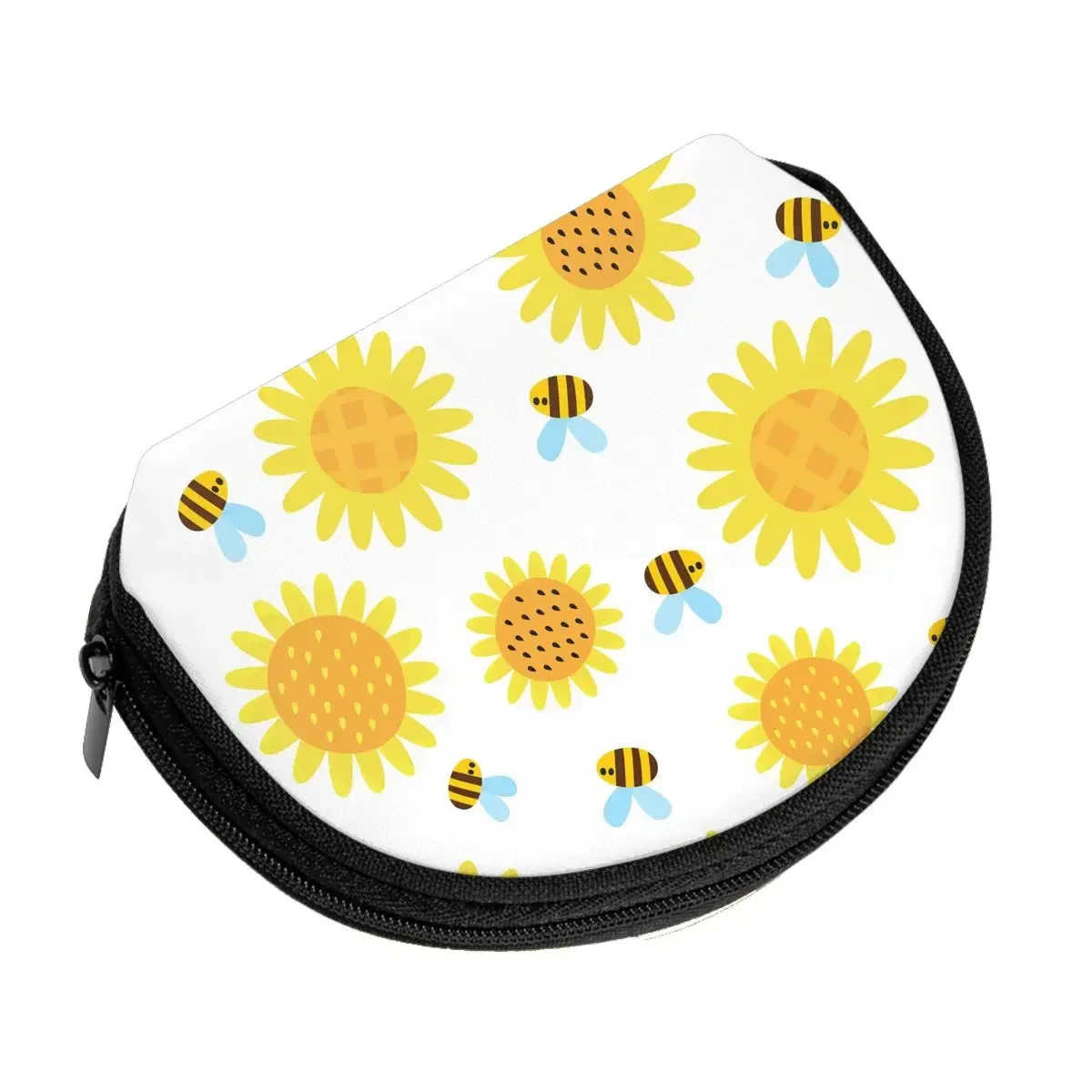 Sunflowers Element 3D Printing Coin Purse Ladies Shopping Portable Silver  Bag Travel Mini Credit Card ID   Gift