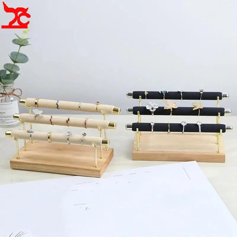 3 Layers Ring Display Organizer with Wooden Detachable Jewelry Tool Display Stand Elegant Ring Jewelry Display Stand Packaging