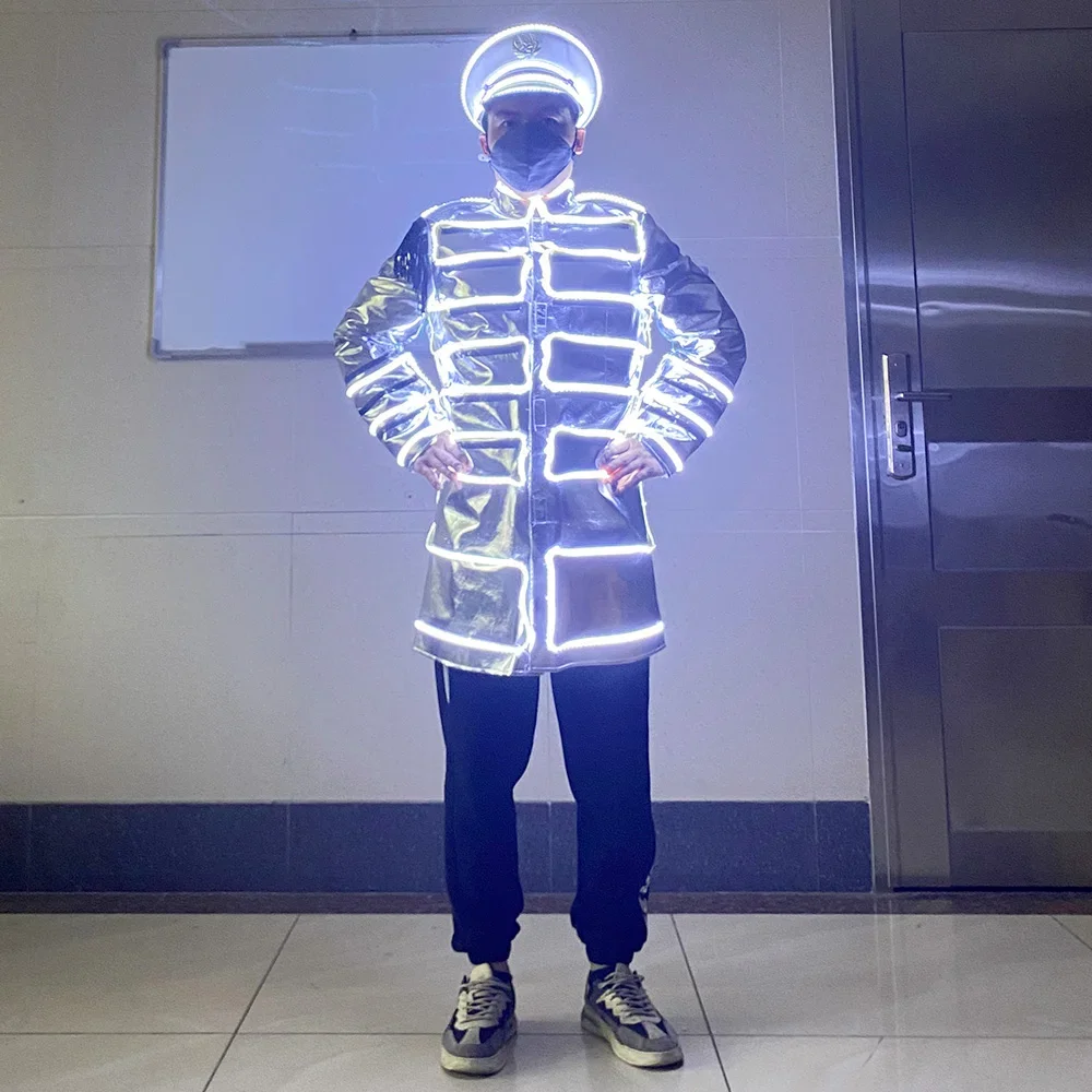 LED Robot suit Dance performance glow-in-the-dark outfit Bar party Luminescent performance mechanical dance LED dress jacket