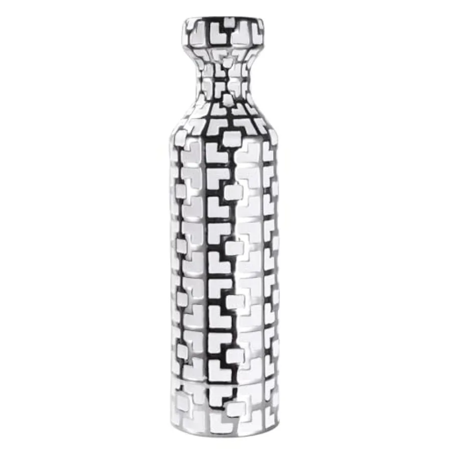 

24.4 Inch Tall Floor Vase - Ceramics Ceramic Geometric Patterns, Large Cylinder Vases, Modern Home Decor for Living Room, Entry
