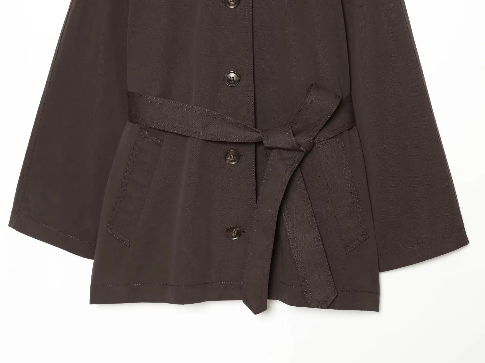 BSAY 2026 Minimalistischer Pendler-Damen-Kurzmantel mit Revers, Schulterklappen, Selbstbindegürtel, Lässige Langarm-Windjacke – Detail 10