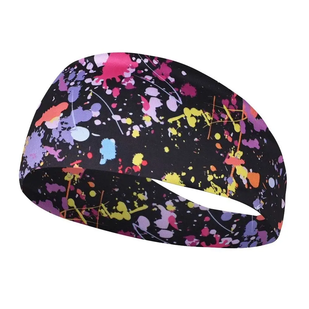 New Casual Cycling Yoga Headband Retro Fashion Print Sport Sweat Headband Absorbent Travel Party Men Sweatband Men and Women