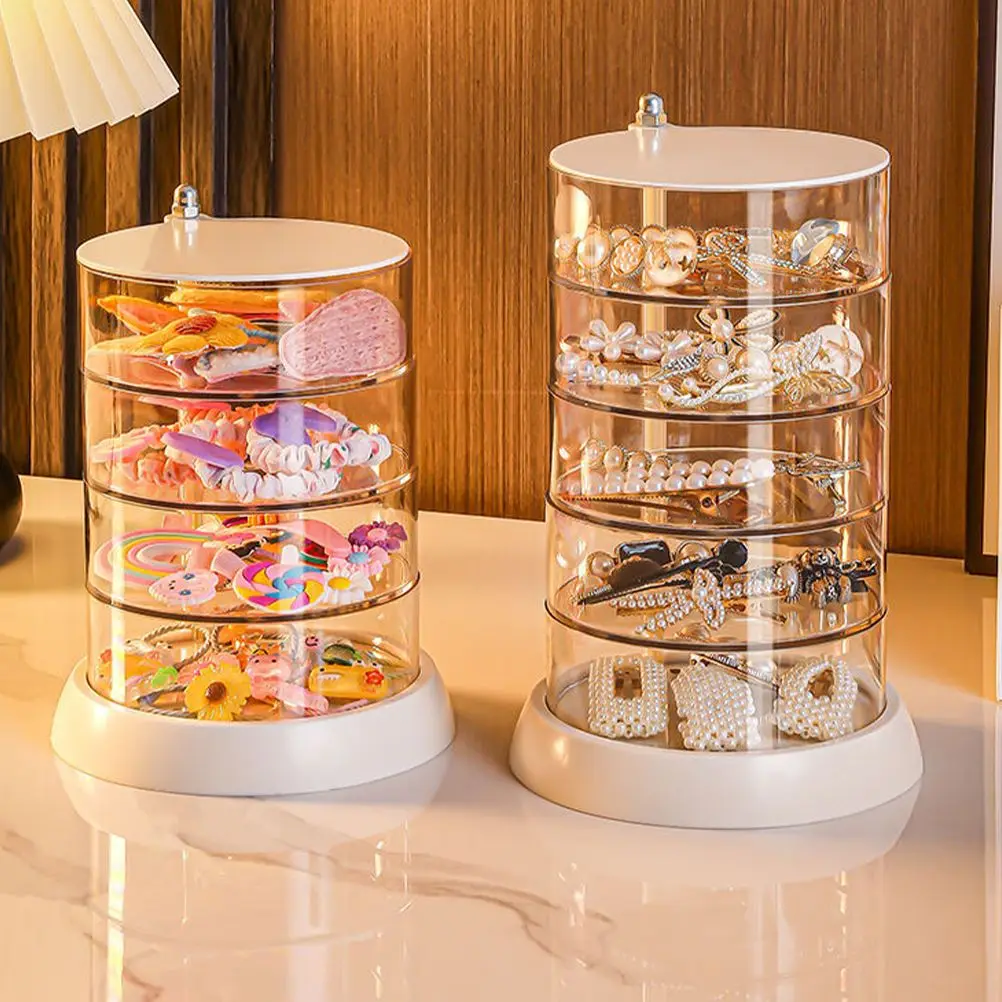 Multi layer Jewelry Box 4 Tier Rotatable ganizer for Earrings Necklaces Rings Hair Clips Accessories Display Home Bedroom