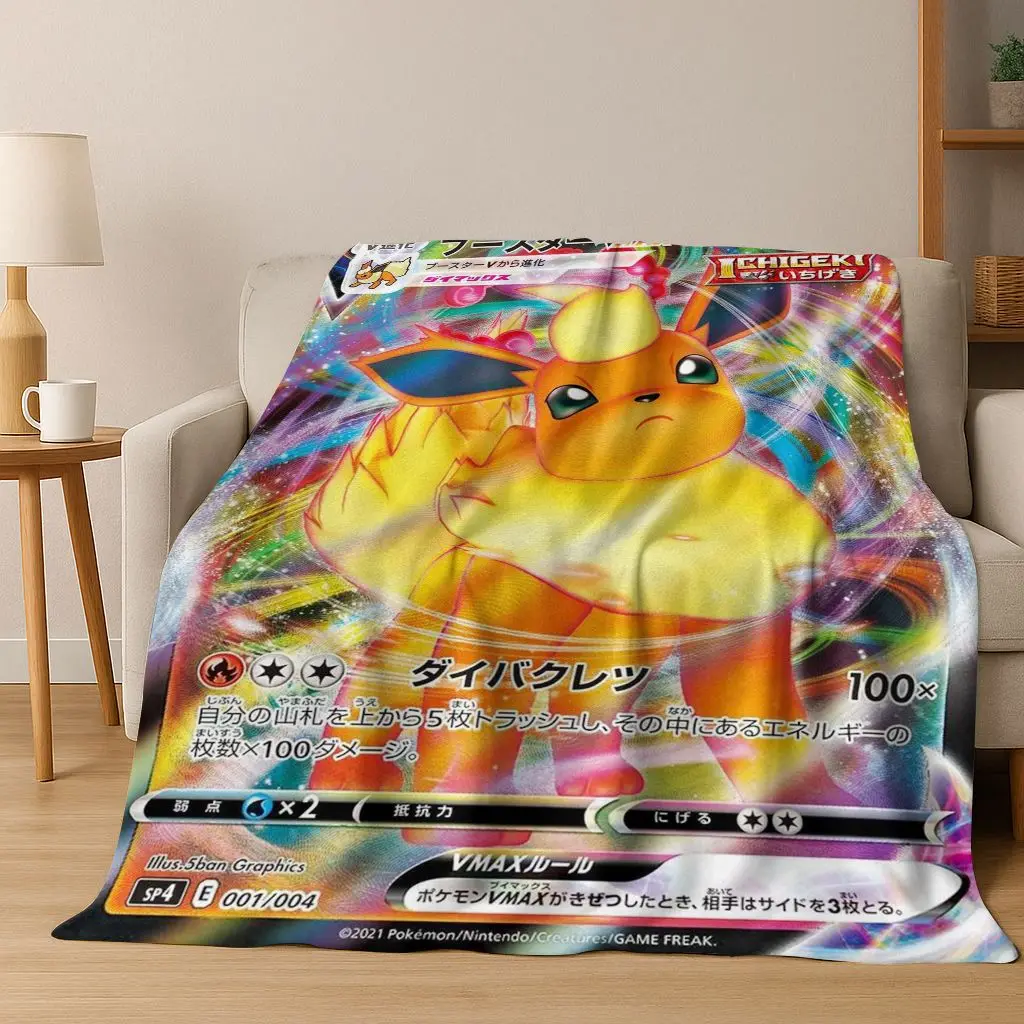 

3D Pokemon Rare Monster Card Cartoon Flannel Blanket,Warm and Cozy Soft Throw Blanket for Home Bedroom Bed Sofa Travel Cover Kid
