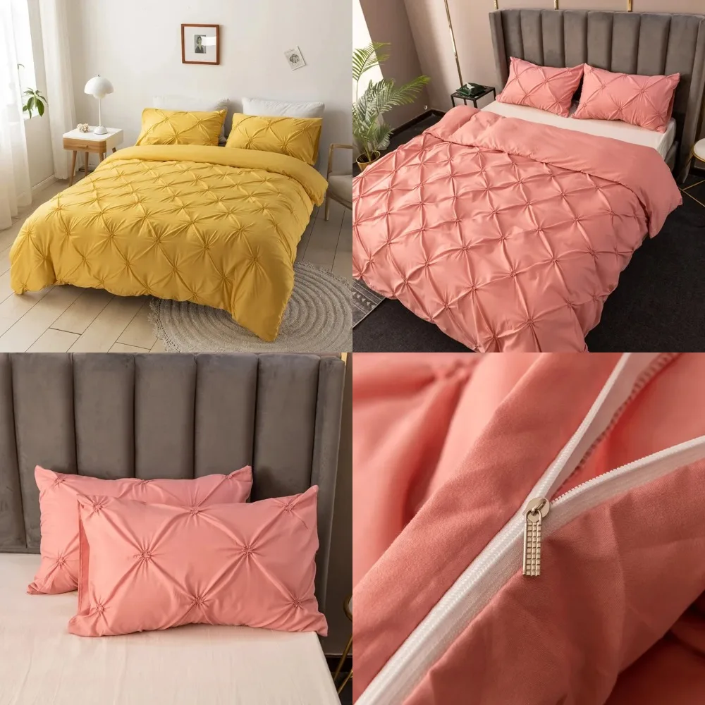 

Soft and High Quality 3D Pinch Pleated Solid Color Single Double Duvet Cover Set 220x240, Comforter Covers - Luxurious Bedding S