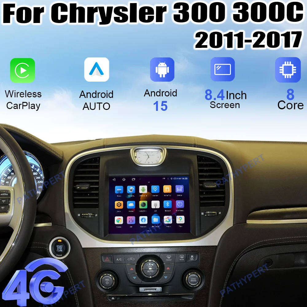 

Android 15 8.4" Touchscreen Carplay For Chrysler 300 300C 2011-2017 Radio Auto BT Mirror Link Navigation Video Player Head Unit