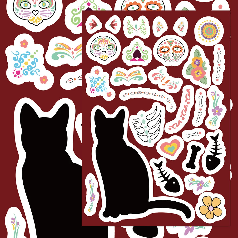 8/16 hojas de pegatinas de rompecabezas del Día de los muertos de dibujos animados, pegatinas divertidas de dibujos animados de calavera para montar, pegatinas de rompecabezas para hacer una cara para niños, Juguetes