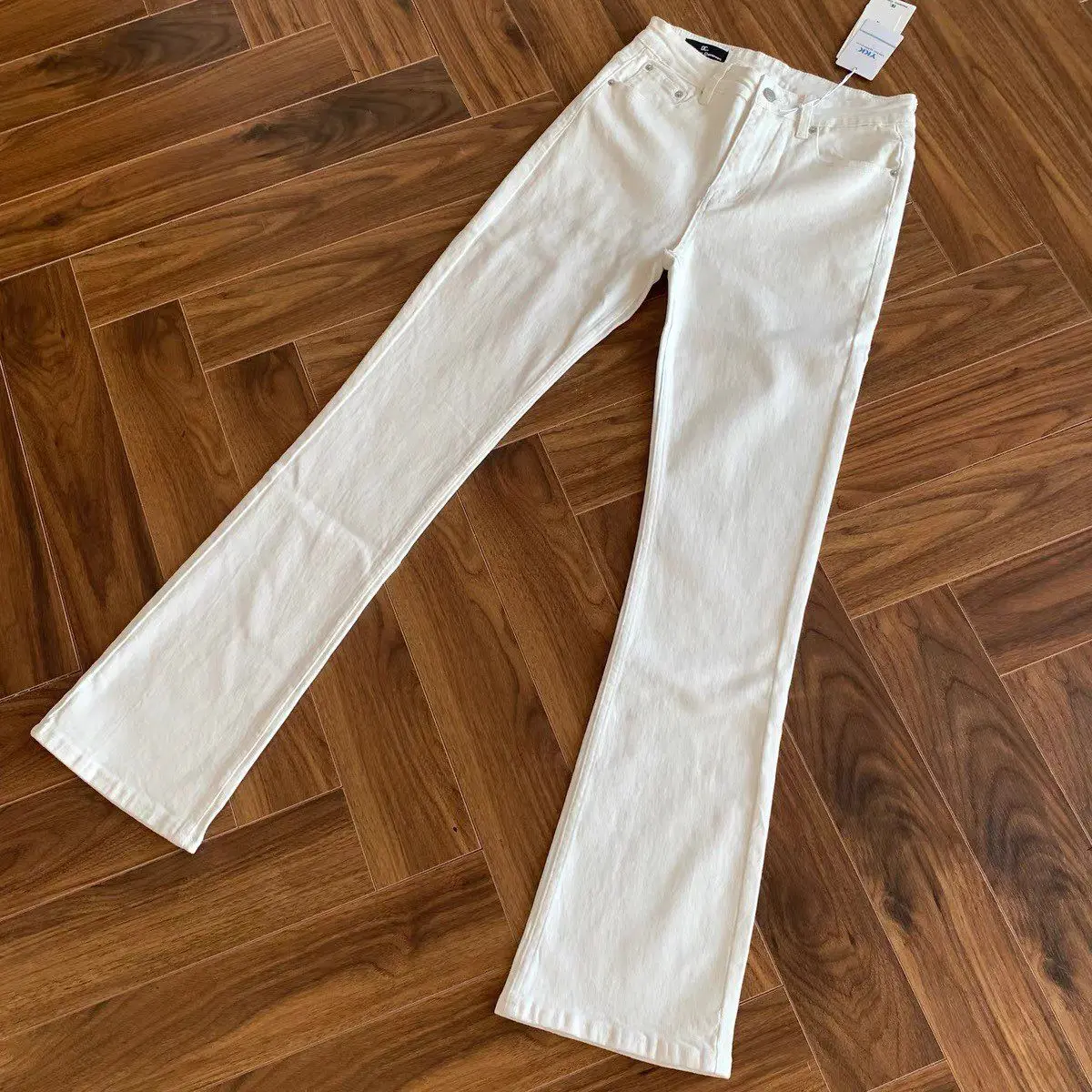New 2026 Washed Black and White Cow Cleanfit Jeans Slightly Slim and Thin Luxury Retro Vintage Pants Men Bootcut Jeans for Man
