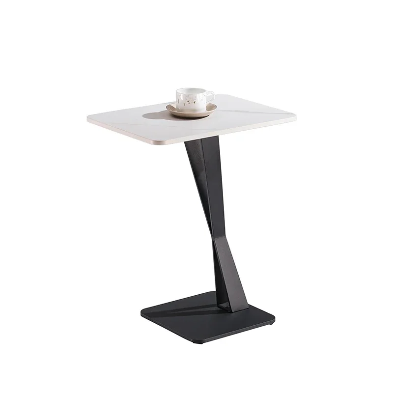 

Modern minimalist design stone coffee table with stainless steel legs, modern white, suitable for living rooms