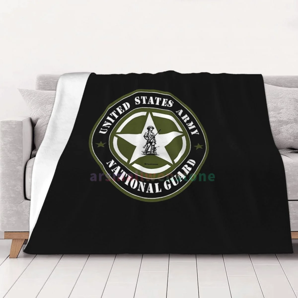 United States Army National Guard Green Flannel Fleece Blanket Soft Warm Lightweight Cozy Anti-Pilling Fuzzy Throw Blankets