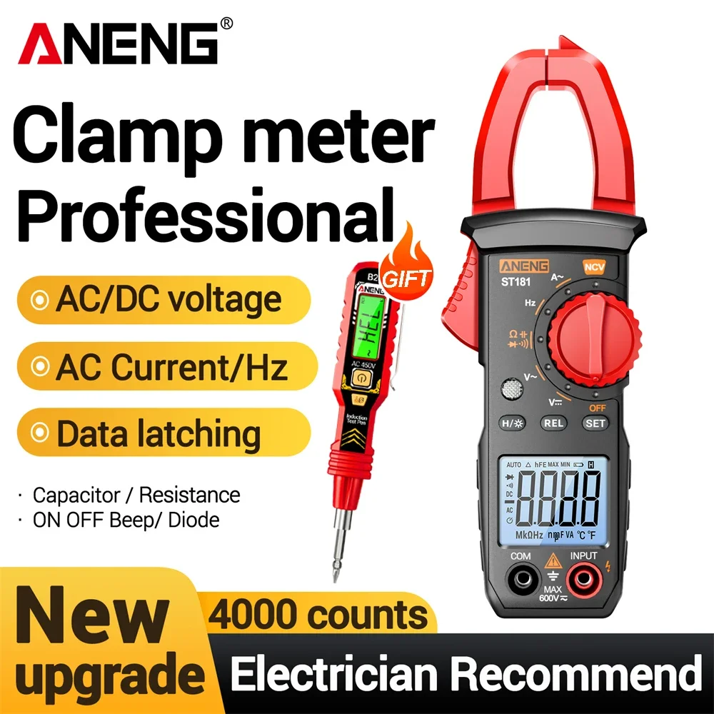 ANENG ST181 Clamp Multimeter With Free B20 Universal Test Probes Digital Current Meter For Circuit Repair