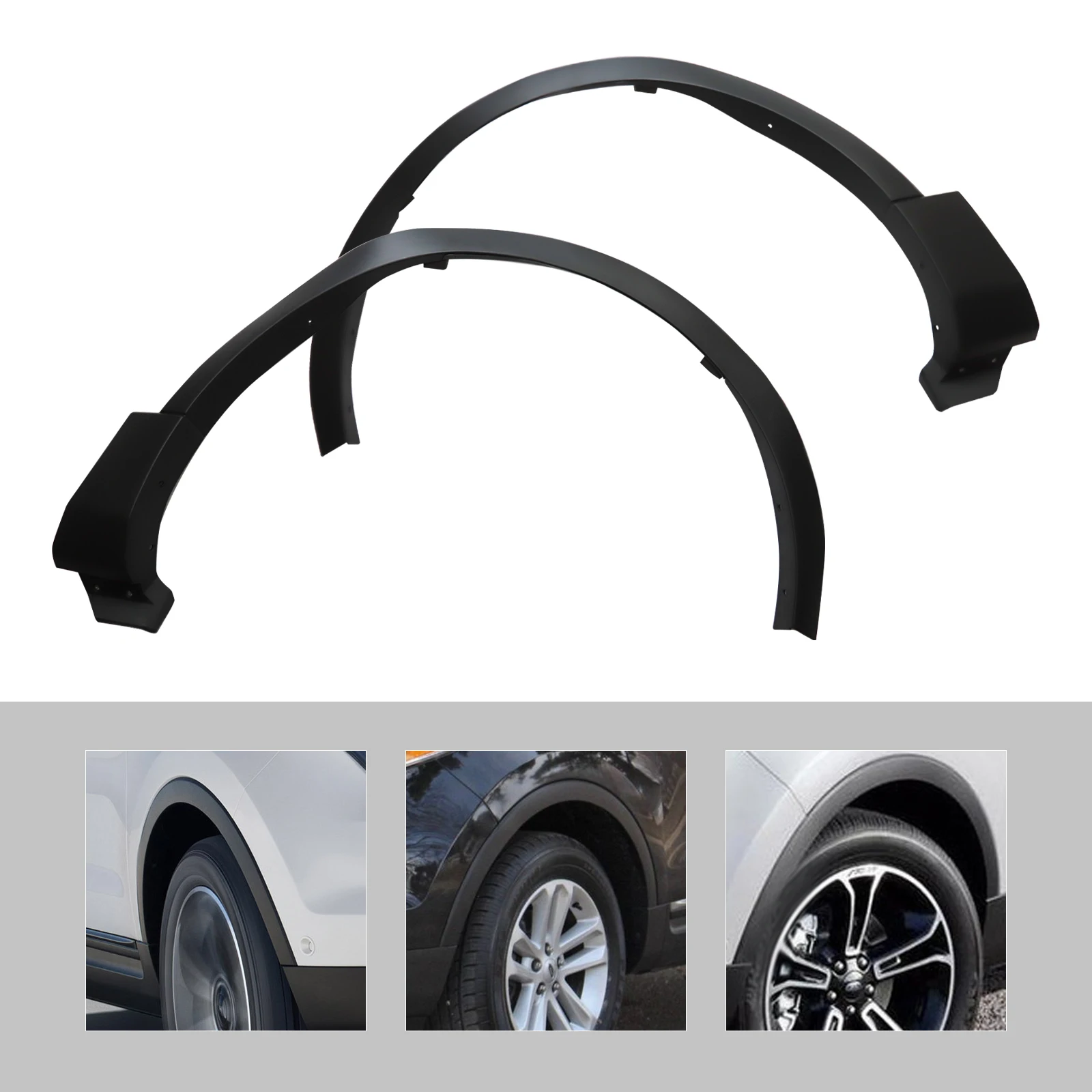 

1 Pair Front Fender Flares for 11-15 Ford Explorer Wheel Opening Arch Textured Black