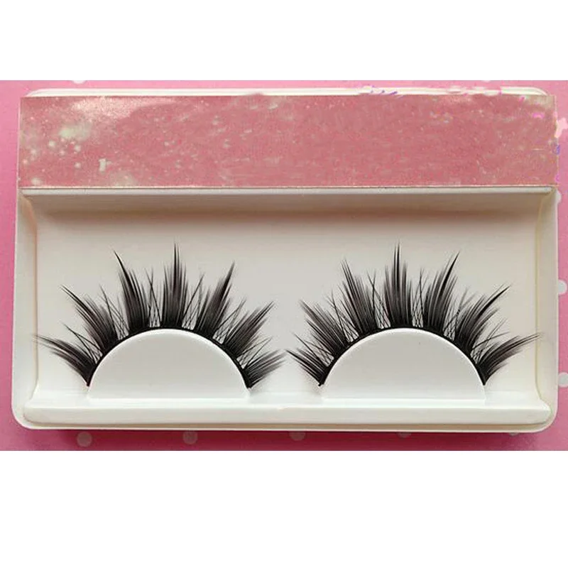 Natürliche lange Cosplay Make-up Cross Strip falsche Wimpern schwarze Wimpern 1 Paar