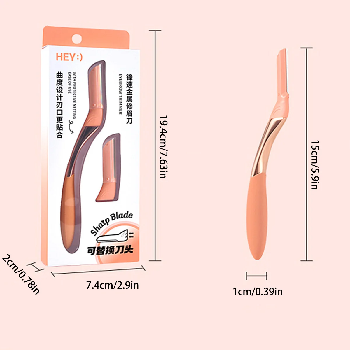 مناسبة لحلاقة الحواجب وإزالة الشعر الناعم على وجه المرأة مع بشرة حساسة مجهزة بشفرات بديلة