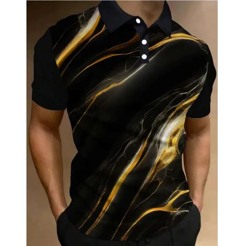 Fashion Men\'S Polo Shirt 3d Silk Printed Summer Casual Short Sleeved Street Designer Oversized Shirt High-Quality Men\'S Clothing