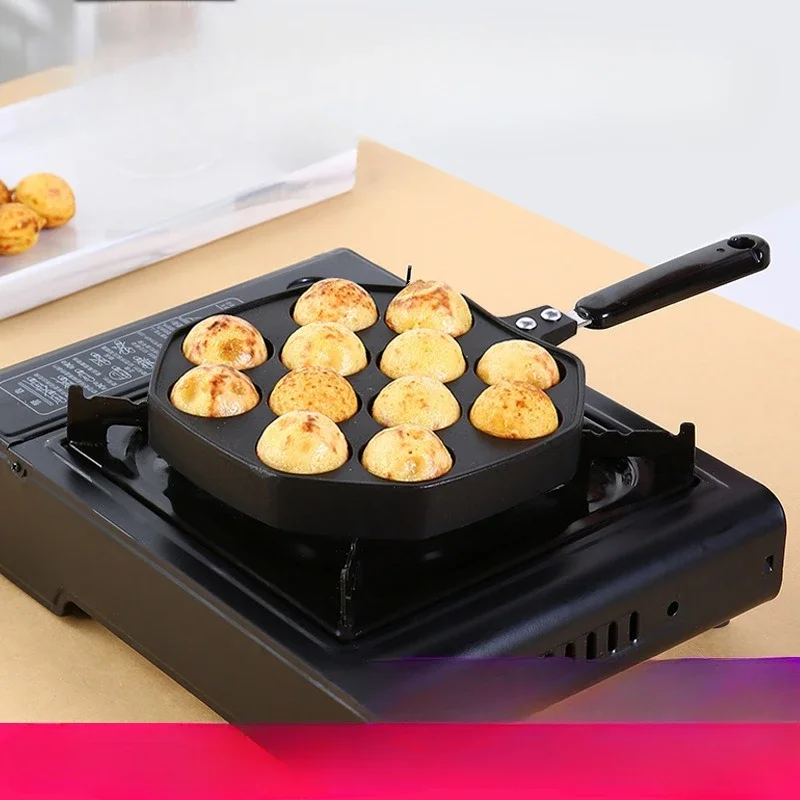 12 Cavities Aluminum Alloy Takoyaki Pan Takoyaki Maker Octopus Small Balls Baking Pan Home Cooking Tools Kitchenware Supplies