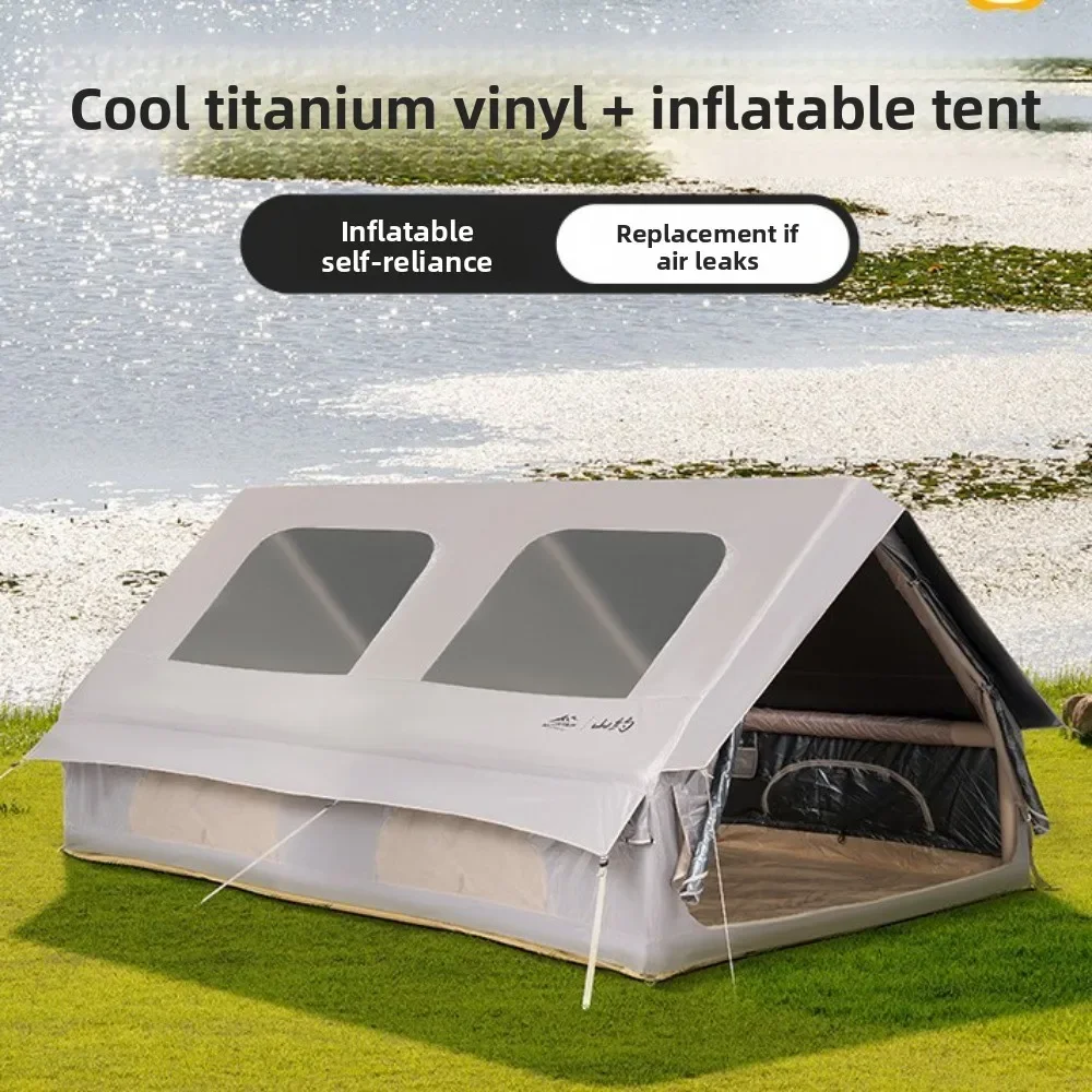 SHANYUE خيمة خارجية للتخييم البري غرفة معيشة أوتوماتيكية مجانية قابلة للنفخ للتخييم غرفتين غراء أسود خيمة كبيرة بنعل واحد بالكامل