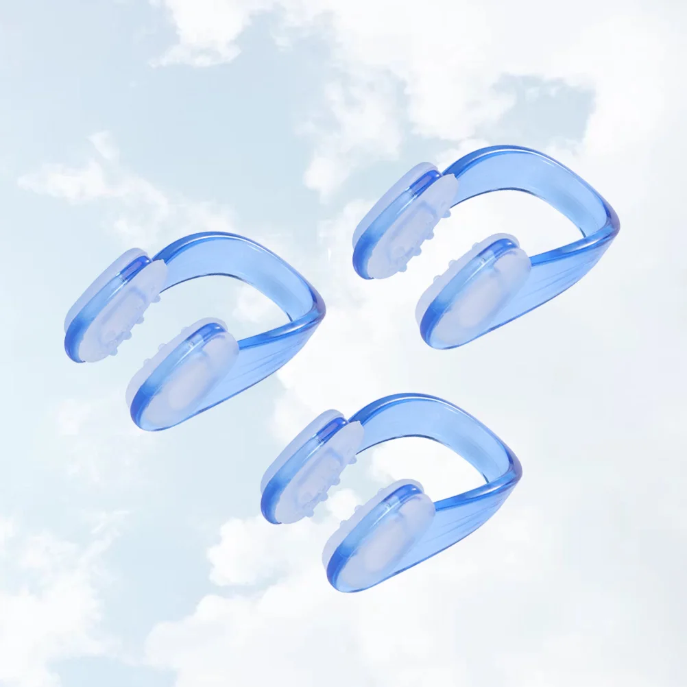 3 قطع مشبك أنف مريح للسباحة، مادة Tpe ممتازة، تصميم مضاد للتسرب للسباحين البالغين، تدريب على حمام السباحة باللون الأزرق #4