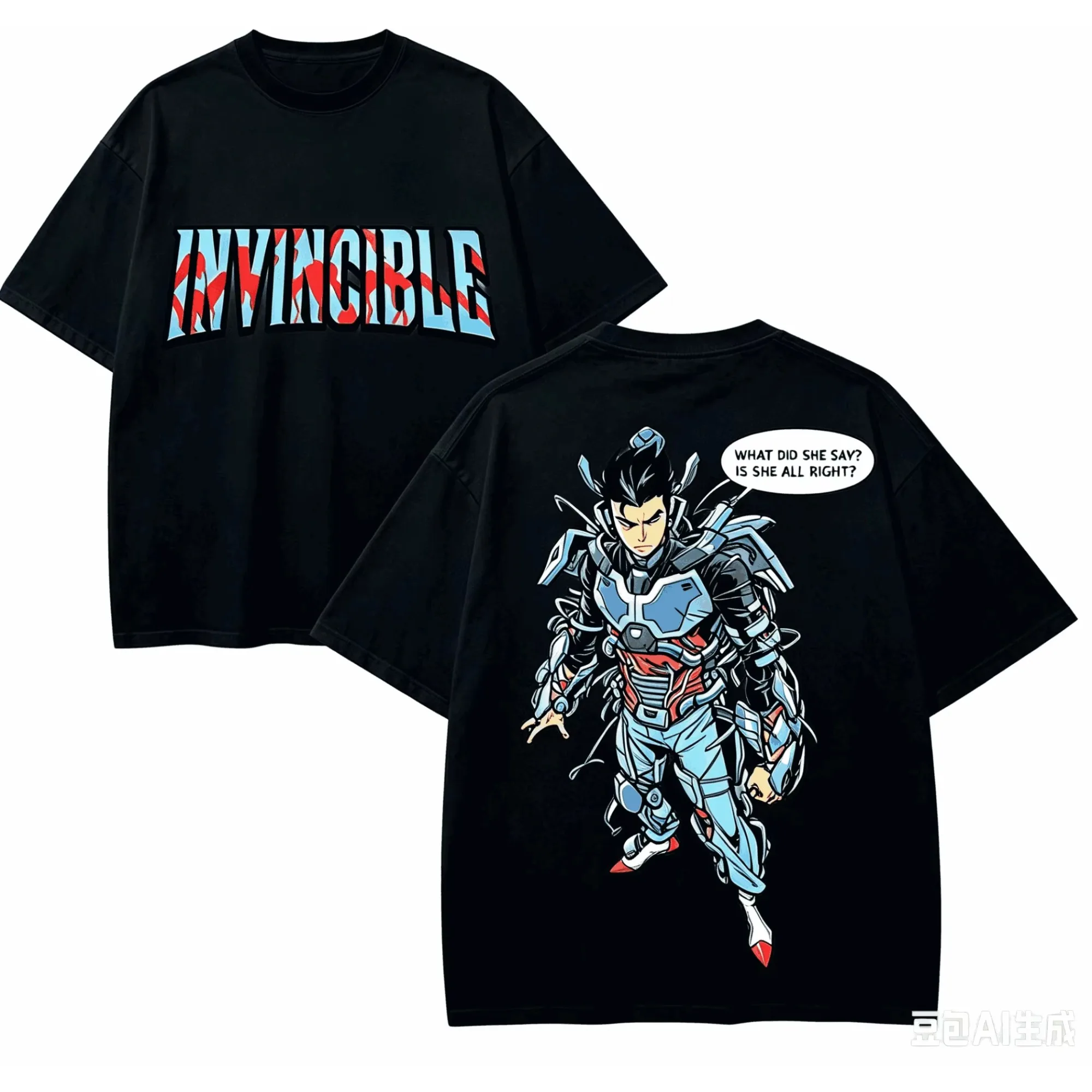 Invincible T-shirt Vintage  Anime Superhero Graphic Unisex Oversized Crew Neck Cotton Short Sleeve Tee Tops Steetwear Hot Sale