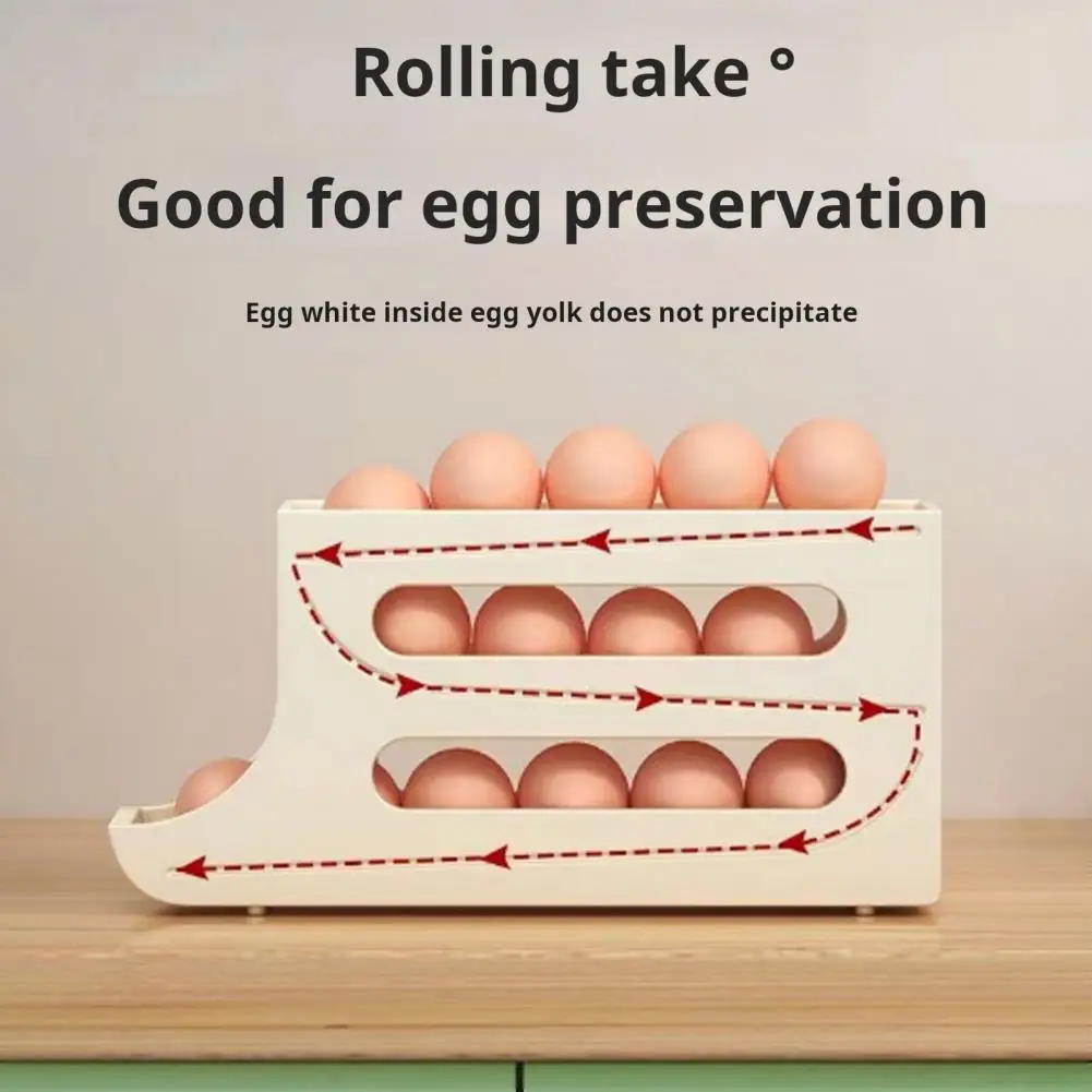 Egg Storage Box 3-tier Fridge Egg Holder Capacity Bpa-free Dispenser With Automatic Scrolling Rack Versatile For Eggs