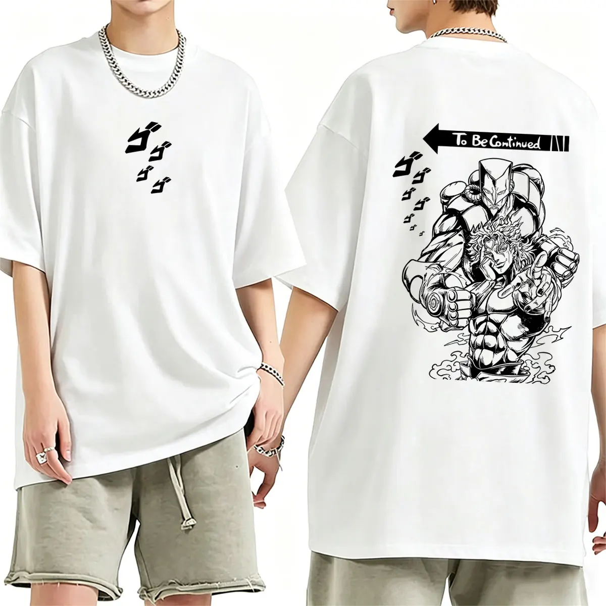 Anime Jojo Bizarre Adventure Dio Brando To Be Continued Graphic T-shirt Men Women Manga Oversized T Shirts Casual Fashion Tshirt